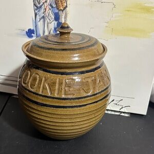 Handcrafted pottery cookie jar